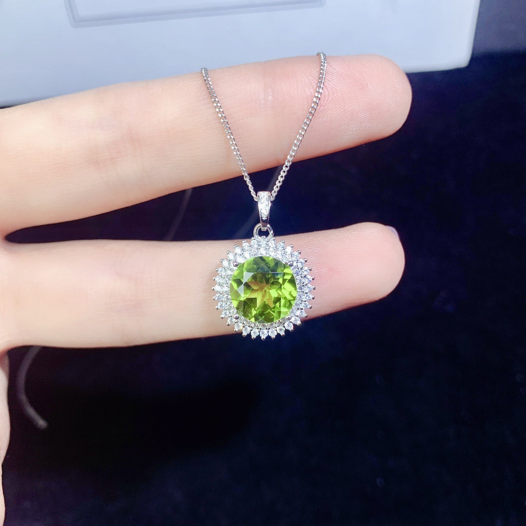 S925 Emerald Olivine Silver Necklace