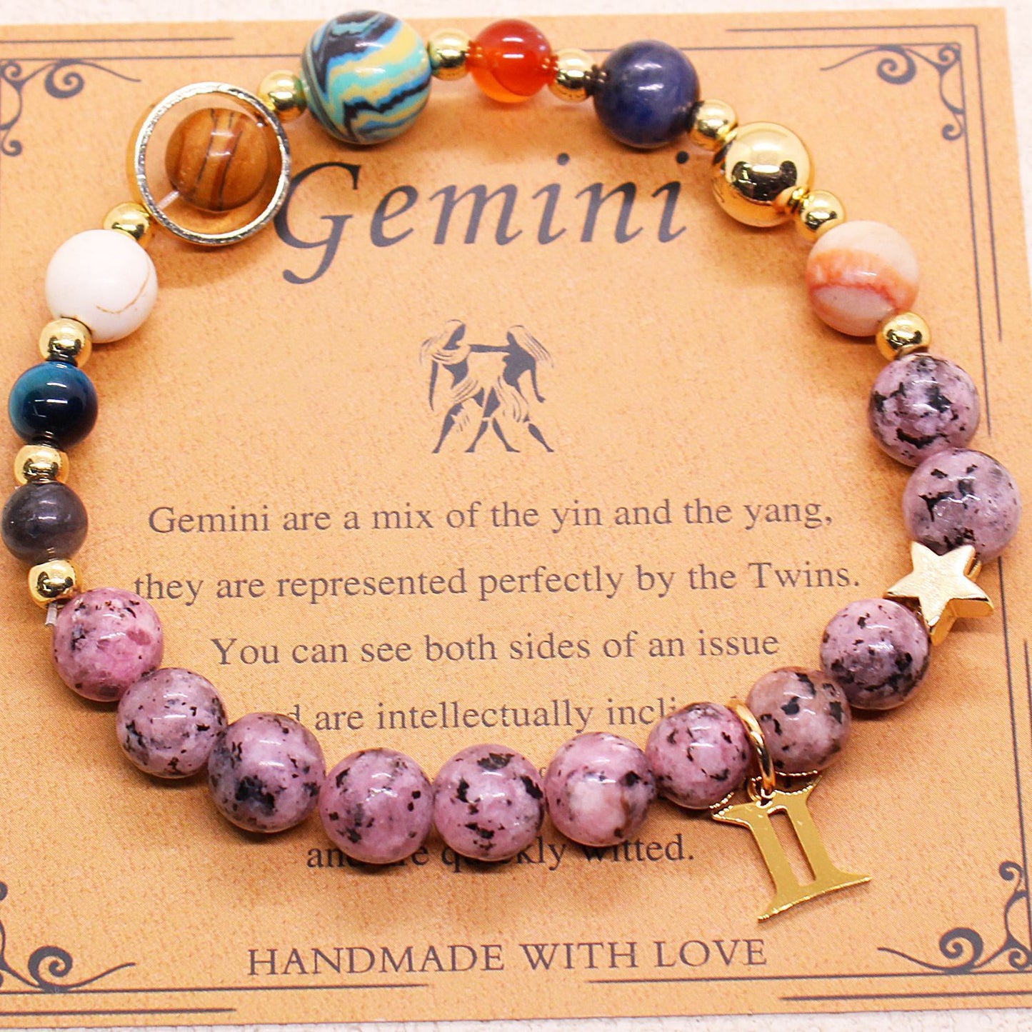 Celestial Harmony Natural Stone Bracelet - Dainty Moon