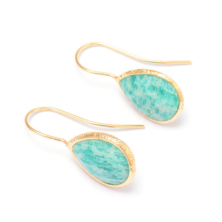 Tianhe Natural Stone Pendant Earrings - Dainty Moon