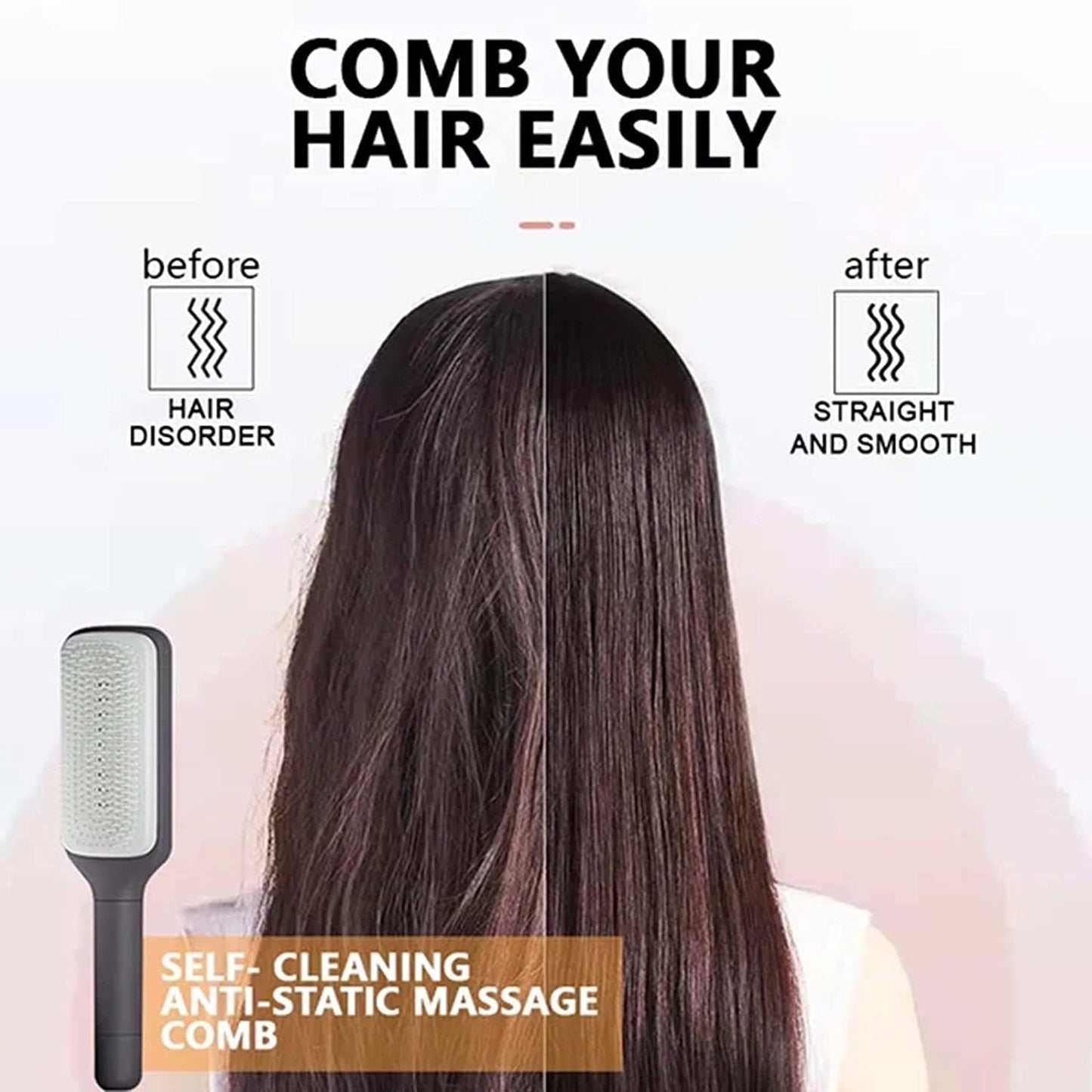 4 In 1 Self Cleaning Hair Brush Anti-Static Massage Comb - Dainty Moon