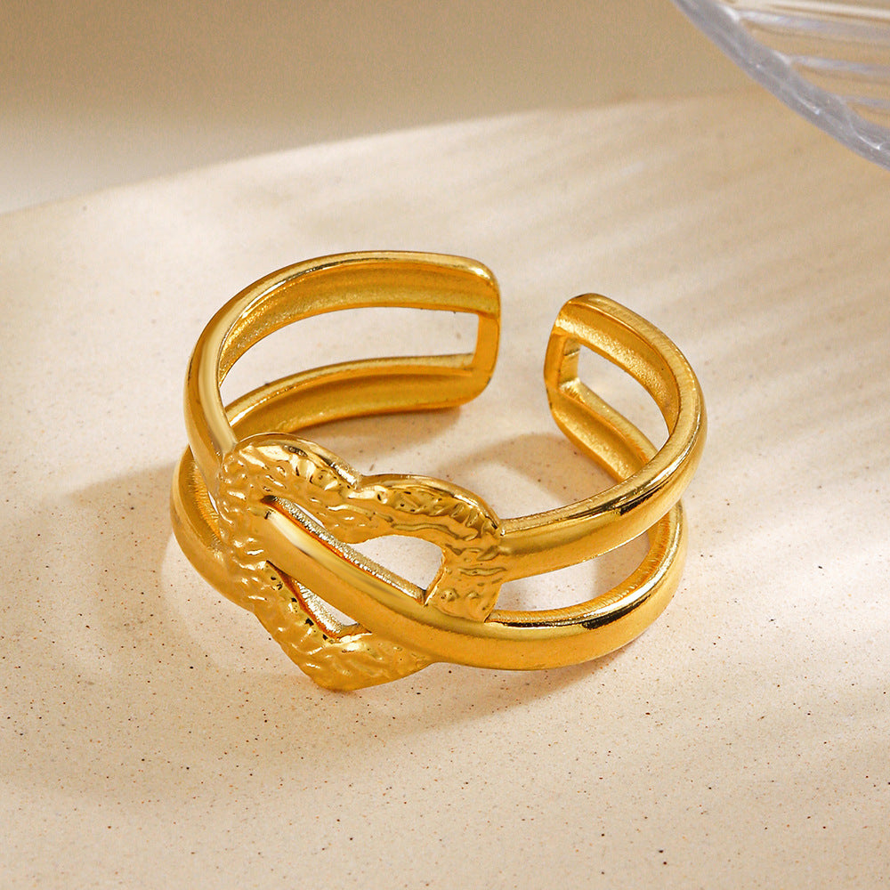 Golden Heart: 18K Gold-plated Love Ring - Dainty Moon