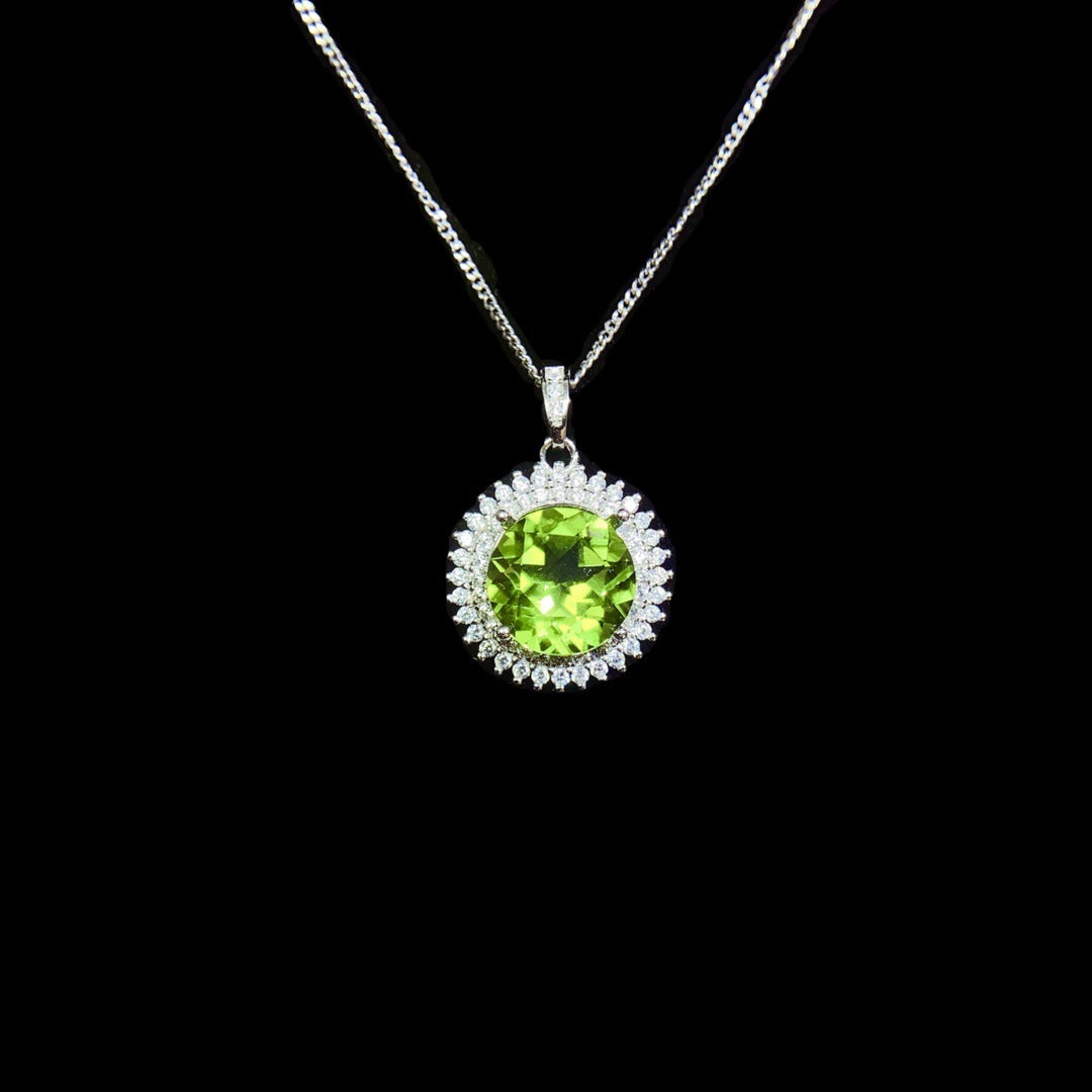 S925 Emerald Olivine Silver Necklace