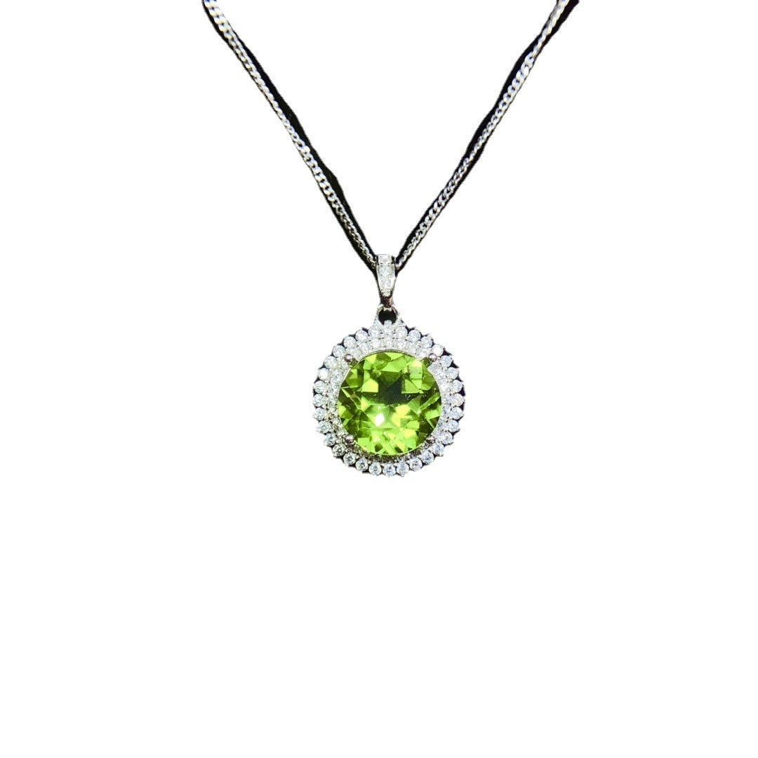 S925 Emerald Olivine Silver Necklace