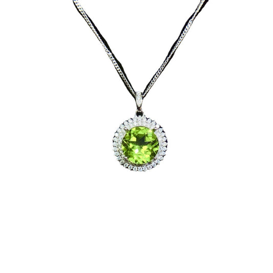 S925 Emerald Olivine Silver Necklace