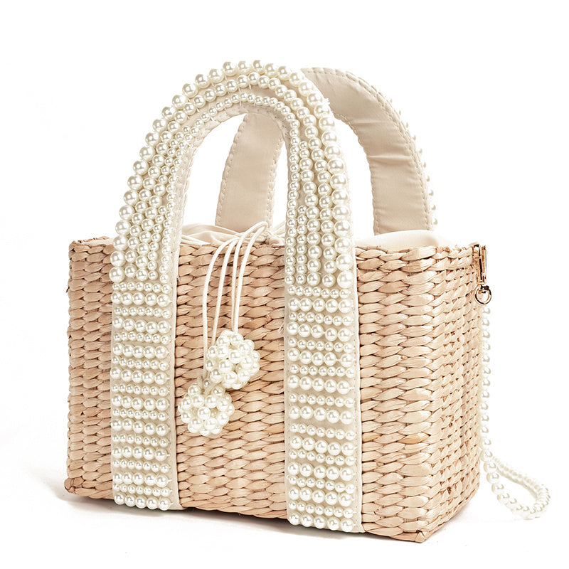 Ellie Pearl Straw Woven Bag - Dainty Moon