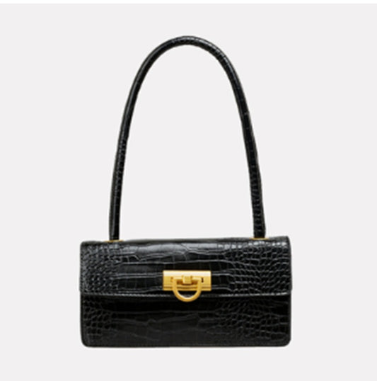 Gold Buckle Crocodile Pattern Bag