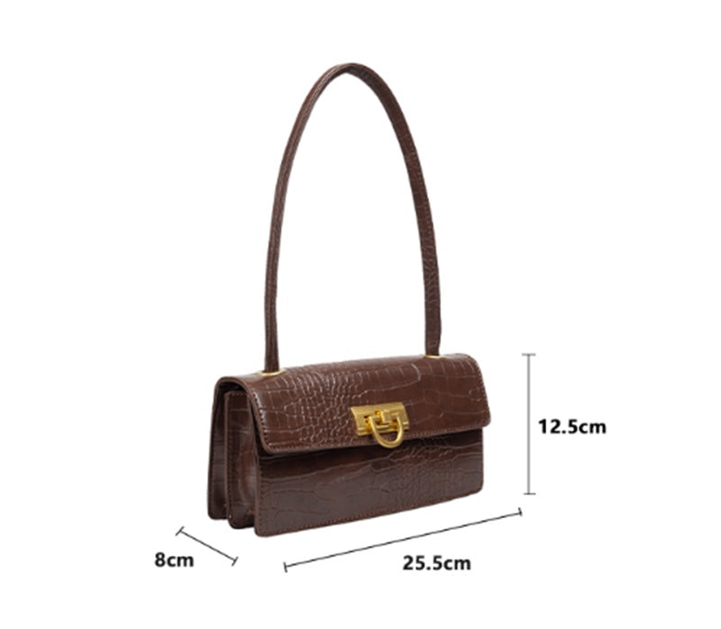 Gold Buckle Crocodile Pattern Bag