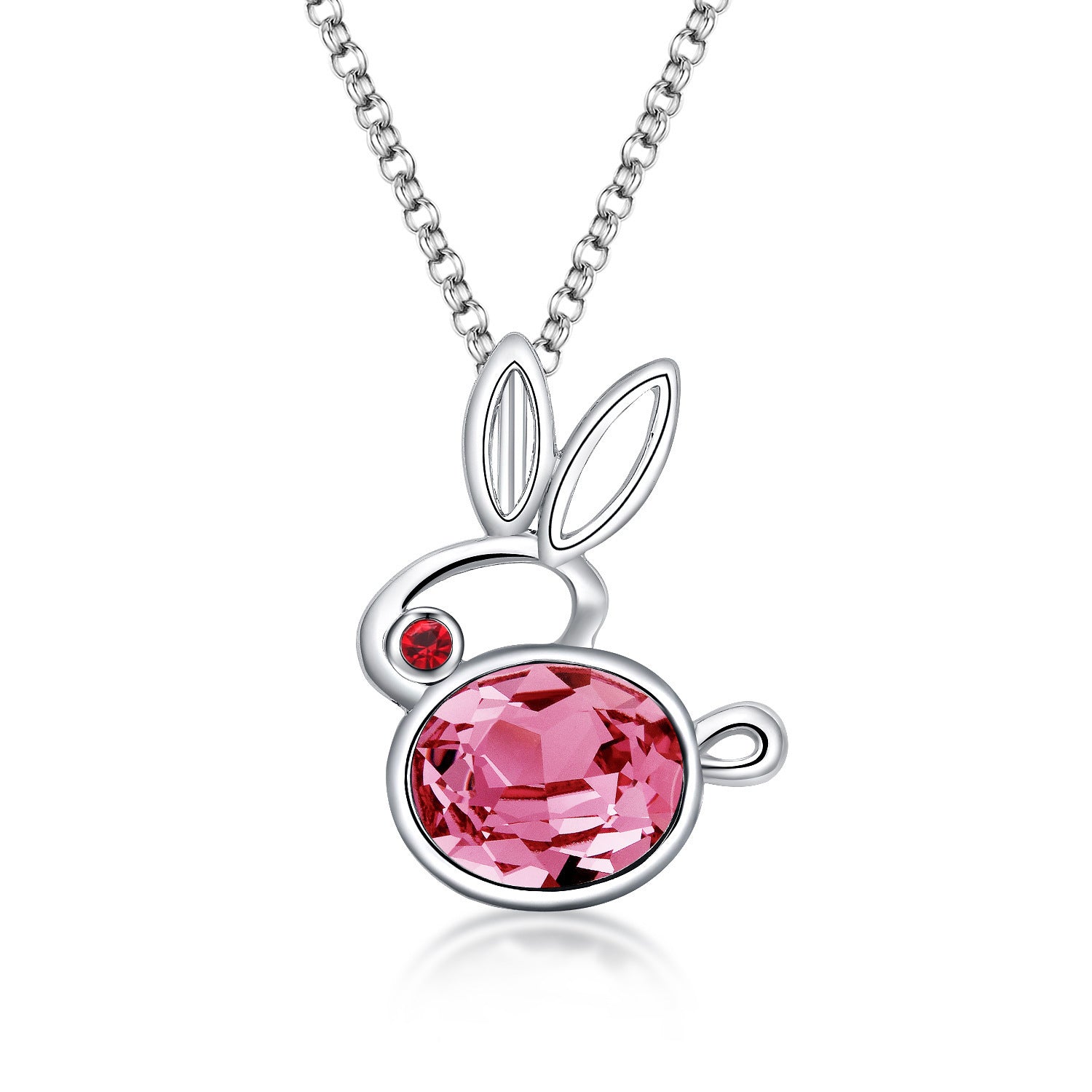 Crystal Bunny Necklace - Dainty Moon