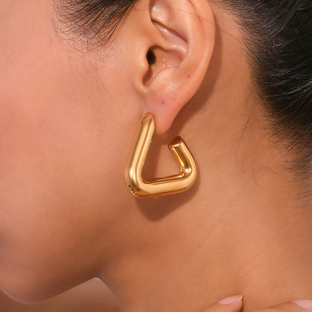 Geometric Tripod Hollow Earrings For Women - Dainty Moon