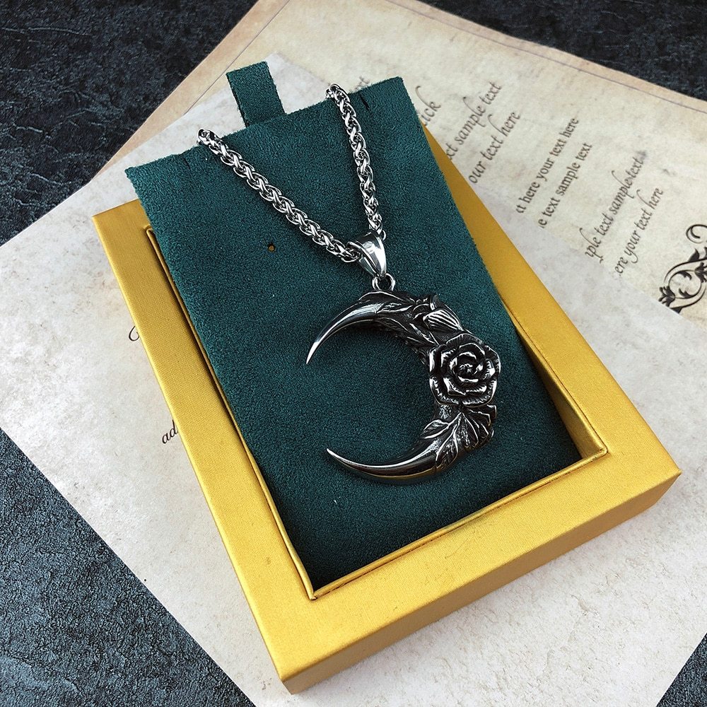 Rose Moon Titanium Steel Necklace - Dainty Moon