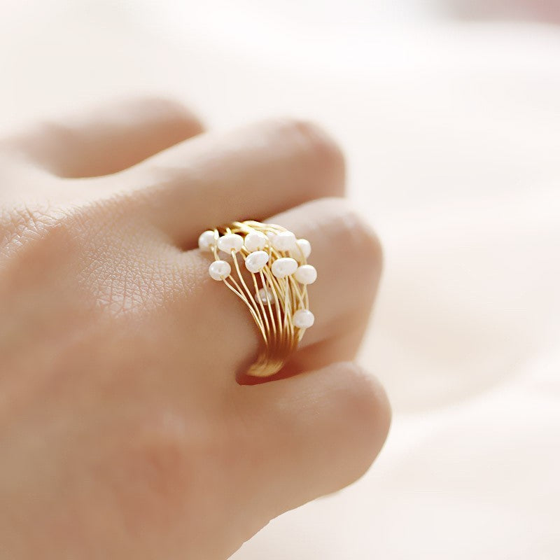 Pearl Bouquet Multi-Pearl Ring - Dainty Moon