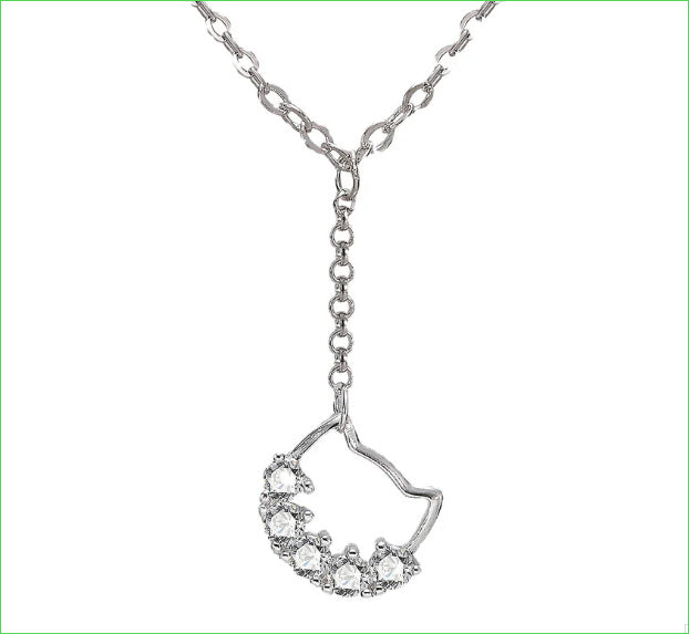 S925 Sterling Silver Crystal Cute Cat Necklace - Dainty Moon