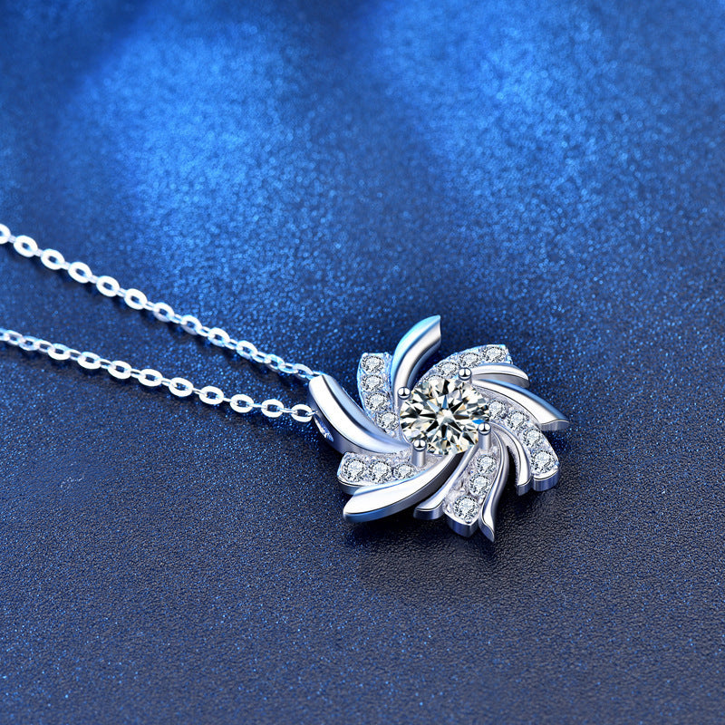 S925 Moissanite Silver Windmill Necklace