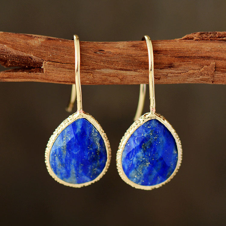 Tianhe Natural Stone Pendant Earrings - Dainty Moon