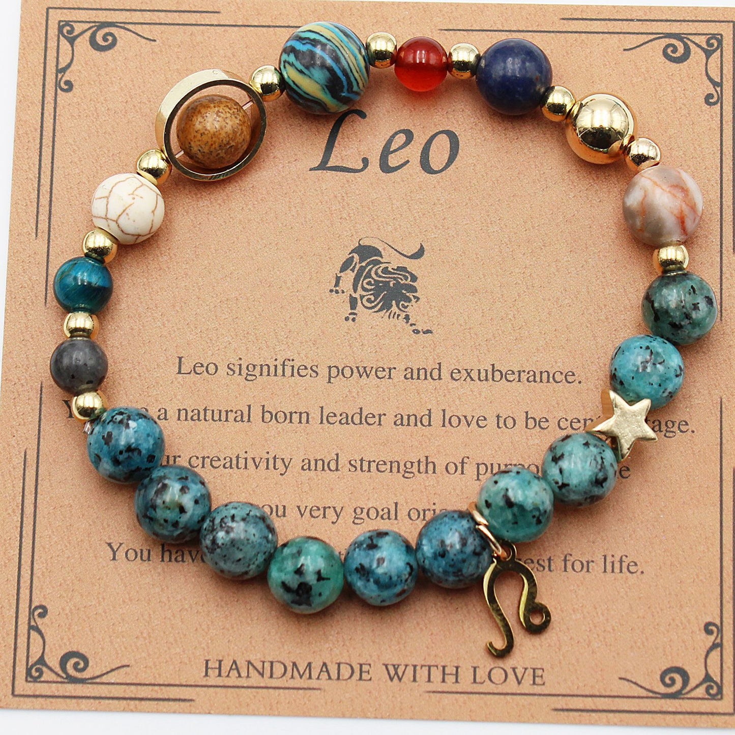 Celestial Harmony Natural Stone Bracelet - Dainty Moon