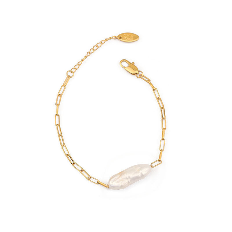 Simple French Retro Natural Baroque Pearl Bracelet - Dainty Moon