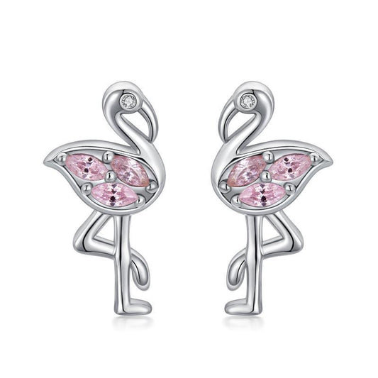 S925 Blush Radiance Pink Flamingo CZ Stud Earring - Dainty Moon