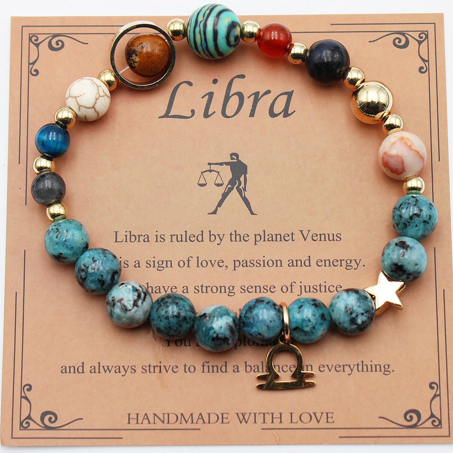 Celestial Harmony Natural Stone Bracelet - Dainty Moon