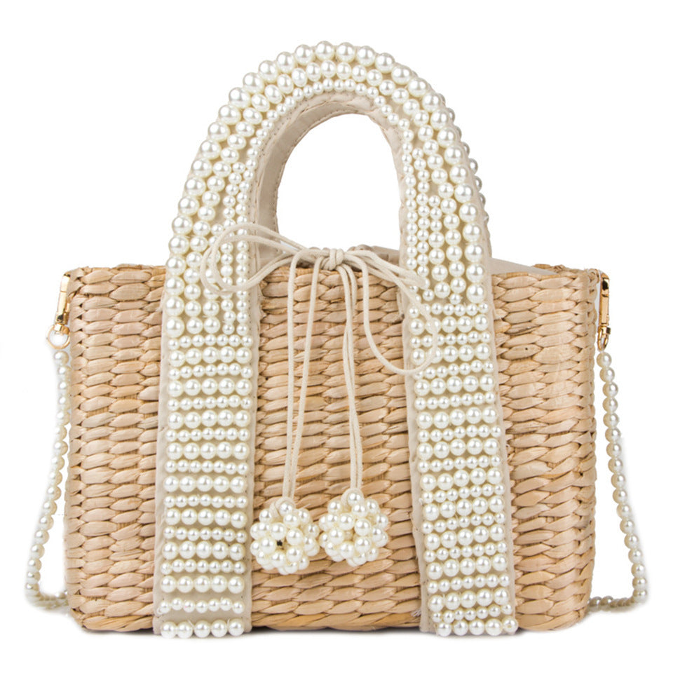 Ellie Pearl Straw Woven Bag - Dainty Moon