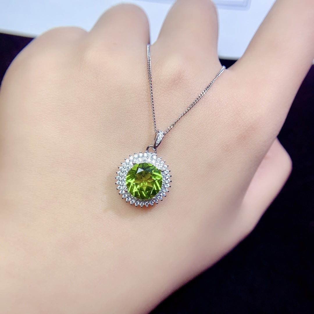 S925 Emerald Olivine Silver Necklace