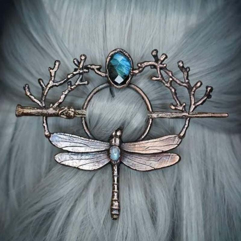 Enchanting Dragonfly Branch Gem Hairpin - Dainty Moon