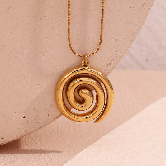 Snake Chain Vortex Pendant Necklace - Dainty Moon