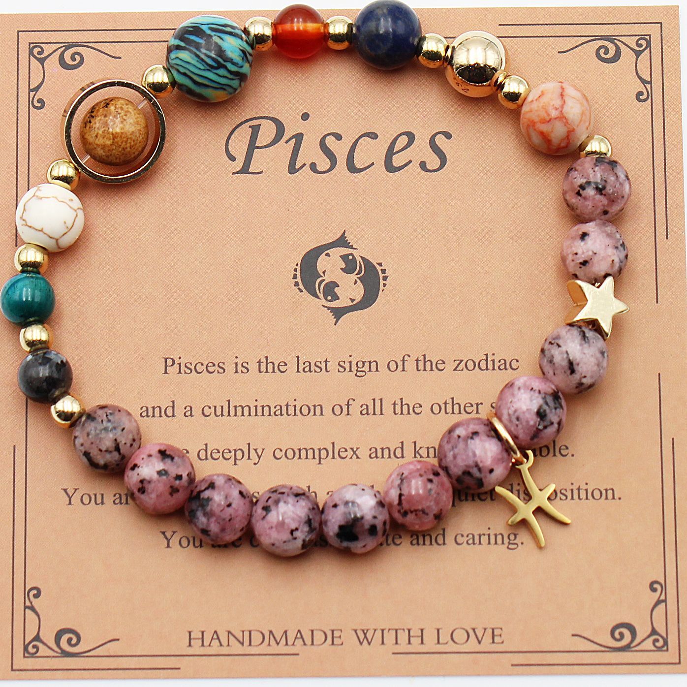 Celestial Harmony Natural Stone Bracelet - Dainty Moon