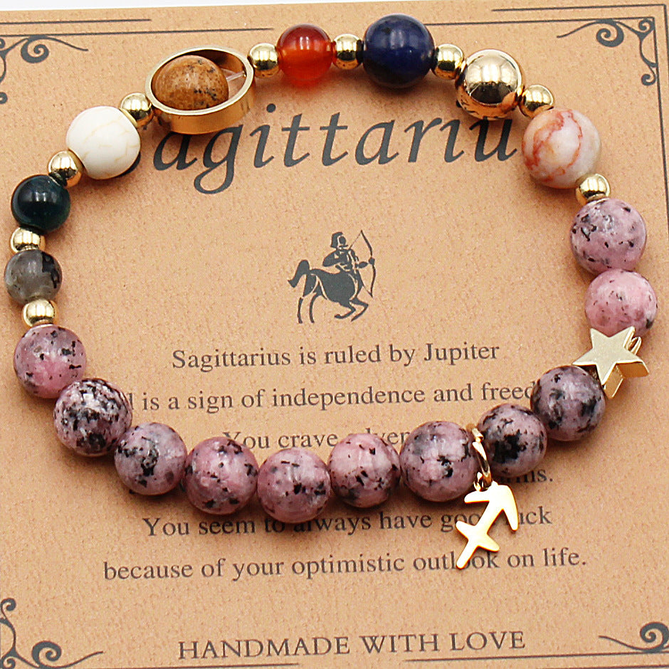 Celestial Harmony Natural Stone Bracelet - Dainty Moon