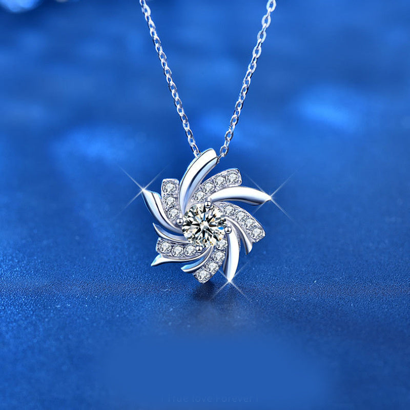 S925 Moissanite Silver Windmill Necklace