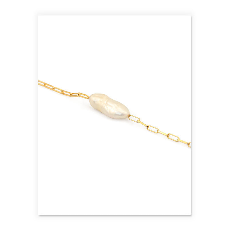 Simple French Retro Natural Baroque Pearl Bracelet - Dainty Moon