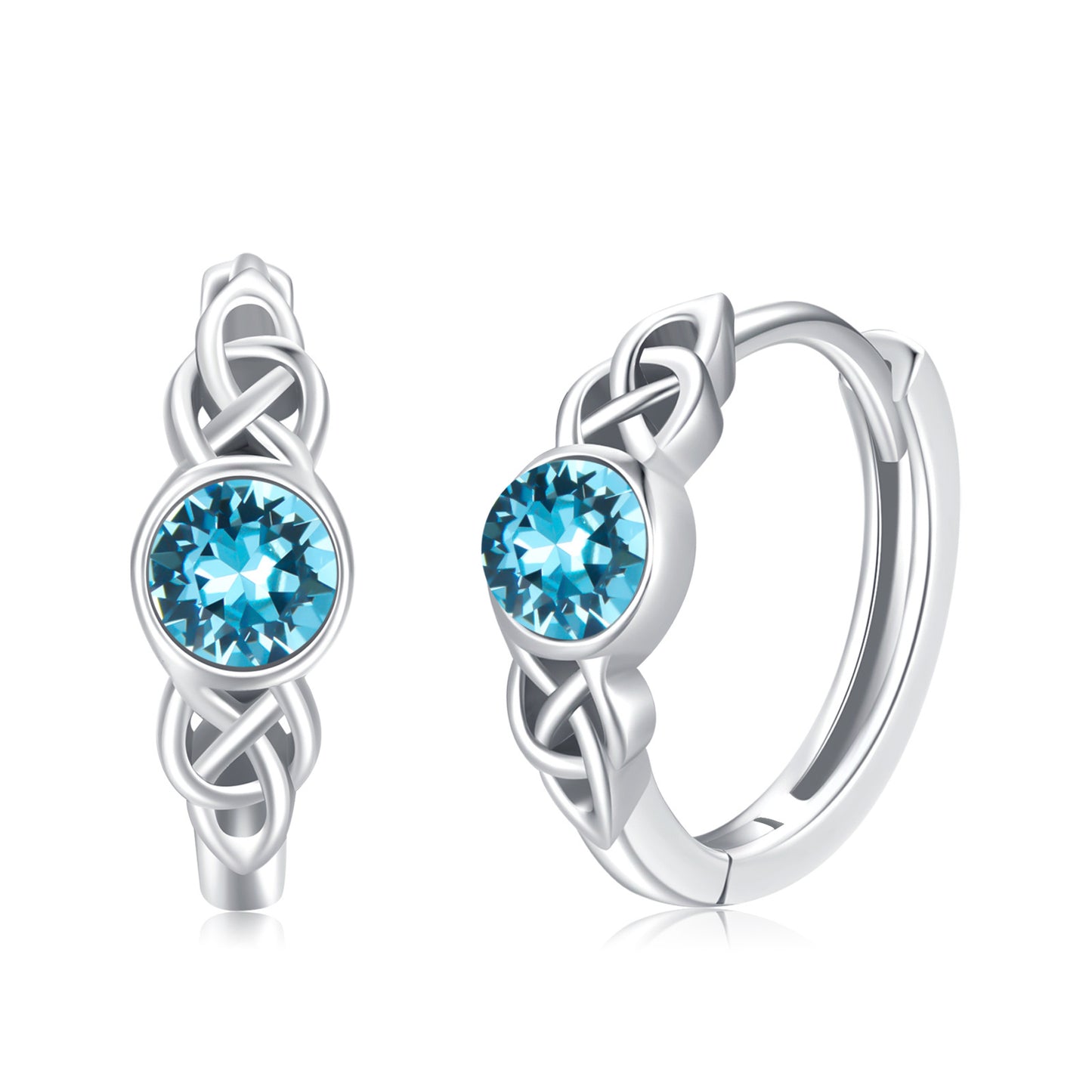 S925 Sterling Silver Celtic Moonstone Hoop Earring - Dainty Moon