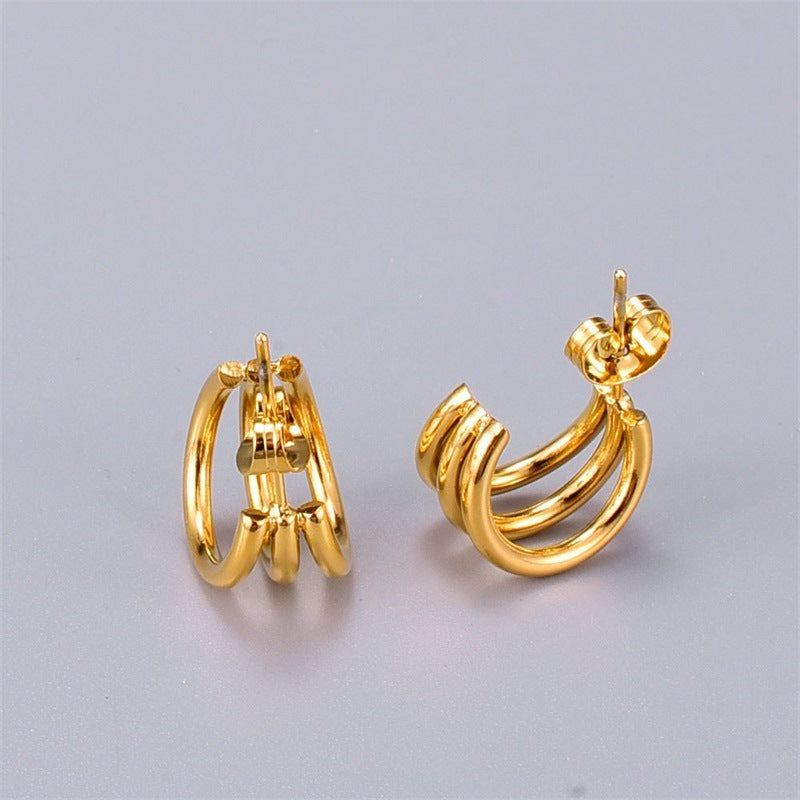 Cradle Gold Earrings - Dainty Moon