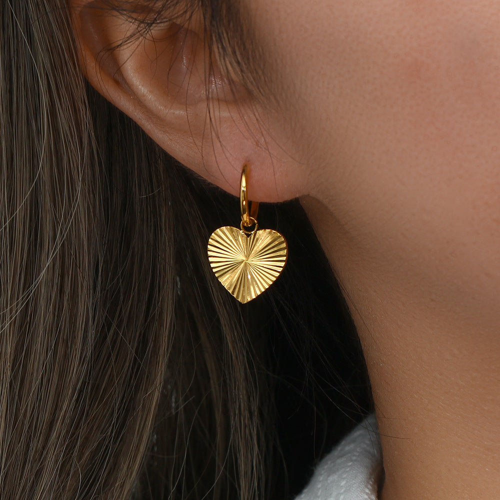 Heart Flower Rectangle Burst Earrings - Dainty Moon