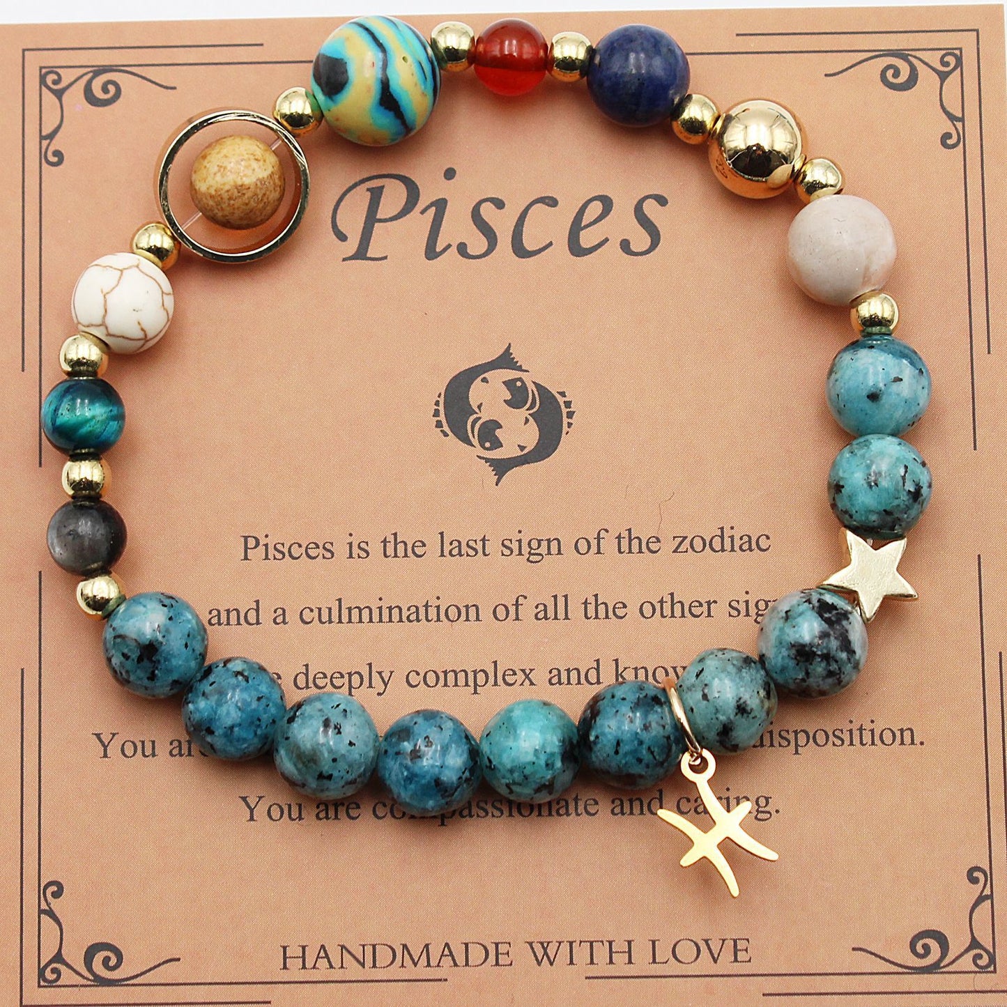 Celestial Harmony Natural Stone Bracelet - Dainty Moon