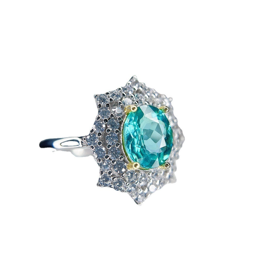 Ocean’s Essence Natural Apatite S925 Silver Ring - Dainty Moon