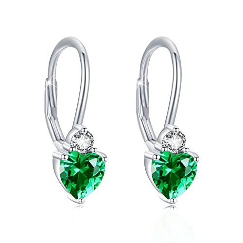 925 Sterling Silver Heart Zirconia Earrings - Dainty Moon