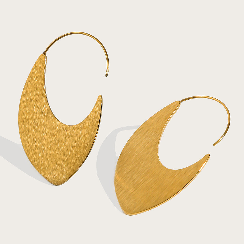 18K Gold PVD Plated Stainless Steel Hoop Earrings - Dainty Moon