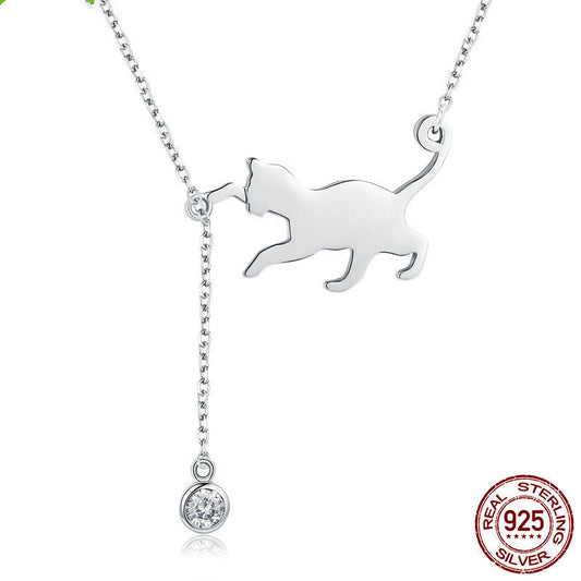 Naughty Purr S925 Sterling Necklace - Dainty Moon