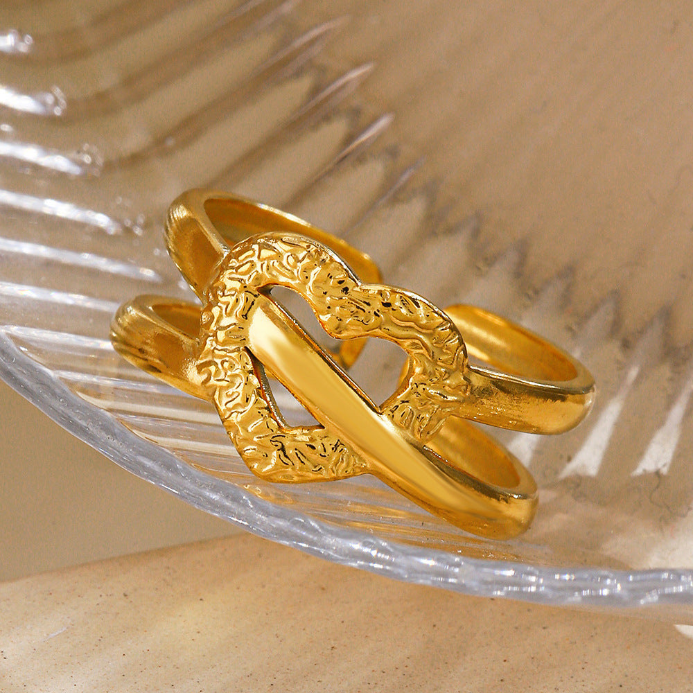 Golden Heart: 18K Gold-plated Love Ring - Dainty Moon