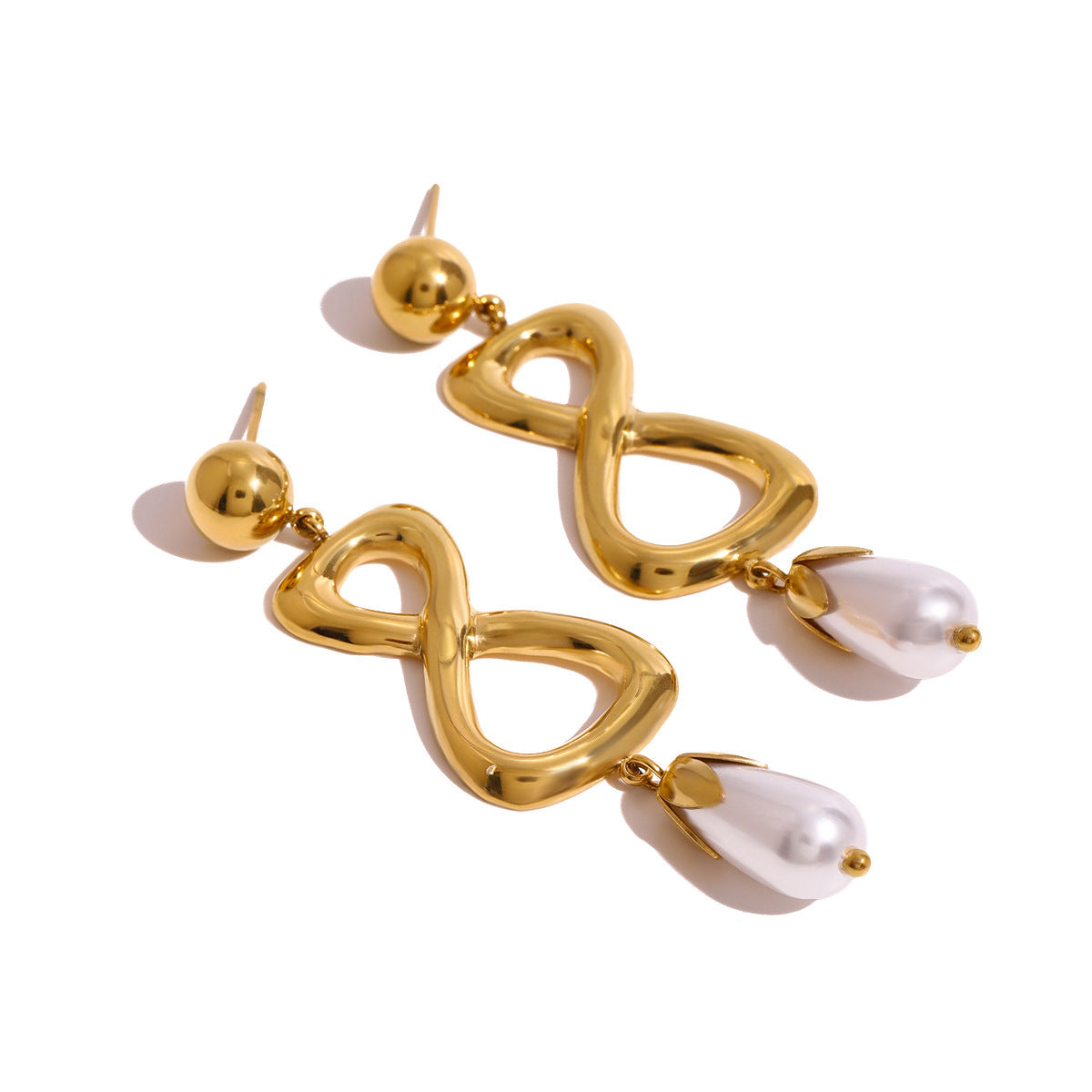 Twisted Harmony Freshwater Pearl Earring - Dainty Moon