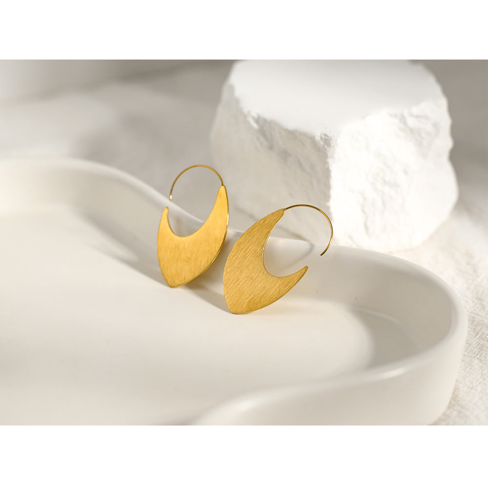 18K Gold PVD Plated Stainless Steel Hoop Earrings - Dainty Moon