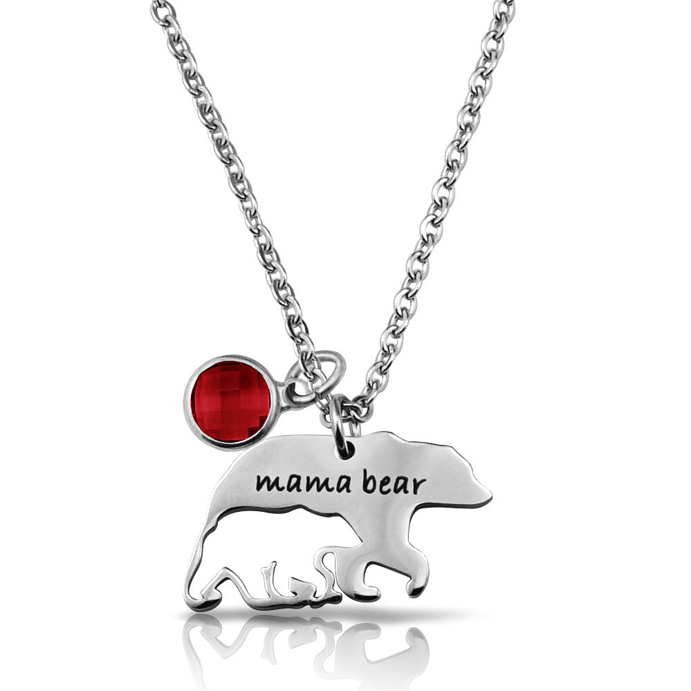 Stainless Steel Mother Bear Necklace - Dainty Moon