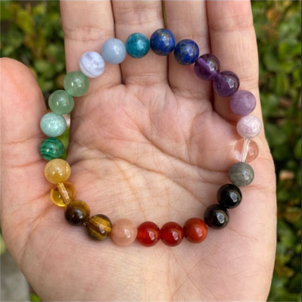 Seven Elements Chakra Natural Stone Bracelet - Dainty Moon