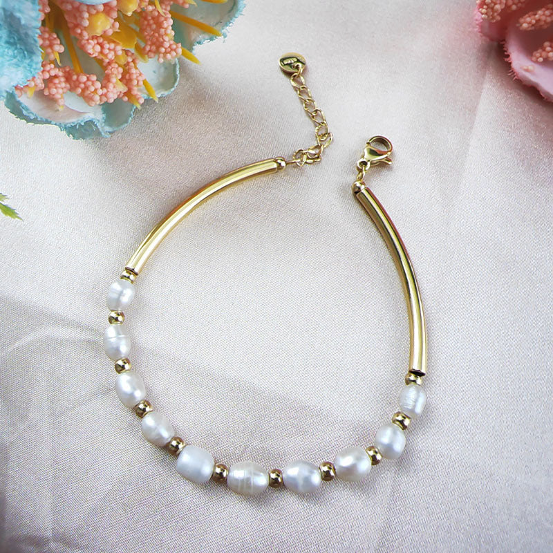 Pure Serenity Freshwater Pearl Bracelet - Dainty Moon