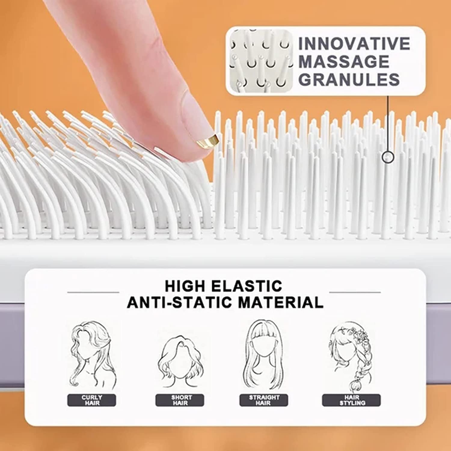 4 In 1 Self Cleaning Hair Brush Anti-Static Massage Comb - Dainty Moon