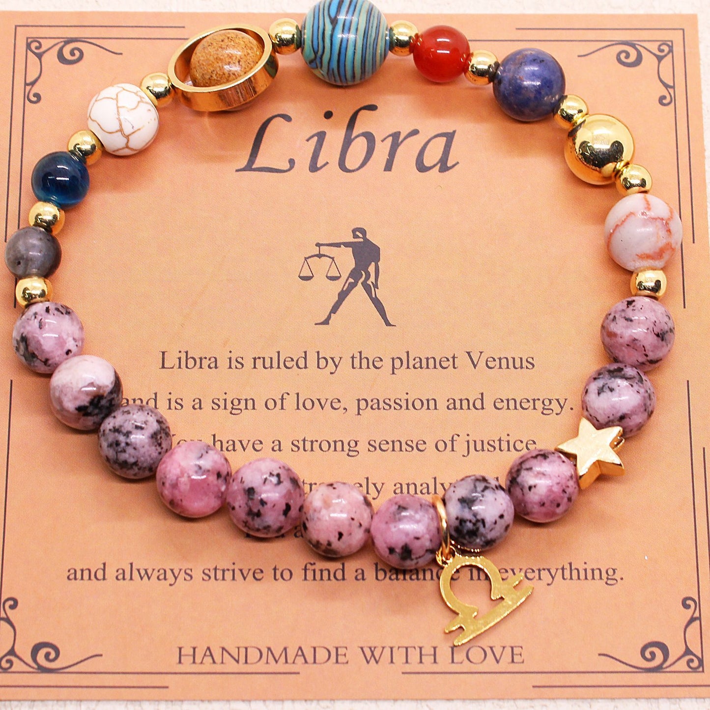 Celestial Harmony Natural Stone Bracelet - Dainty Moon