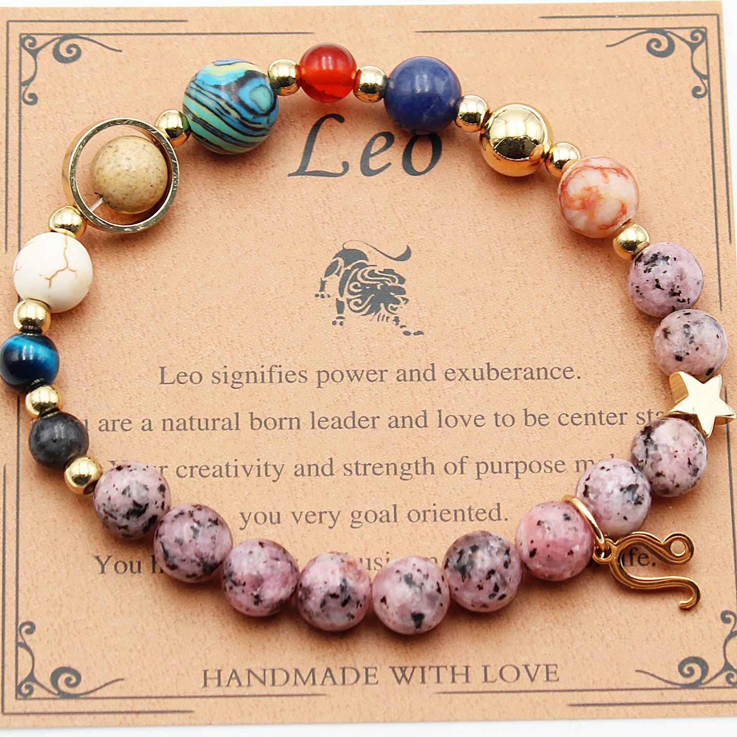 Celestial Harmony Natural Stone Bracelet - Dainty Moon