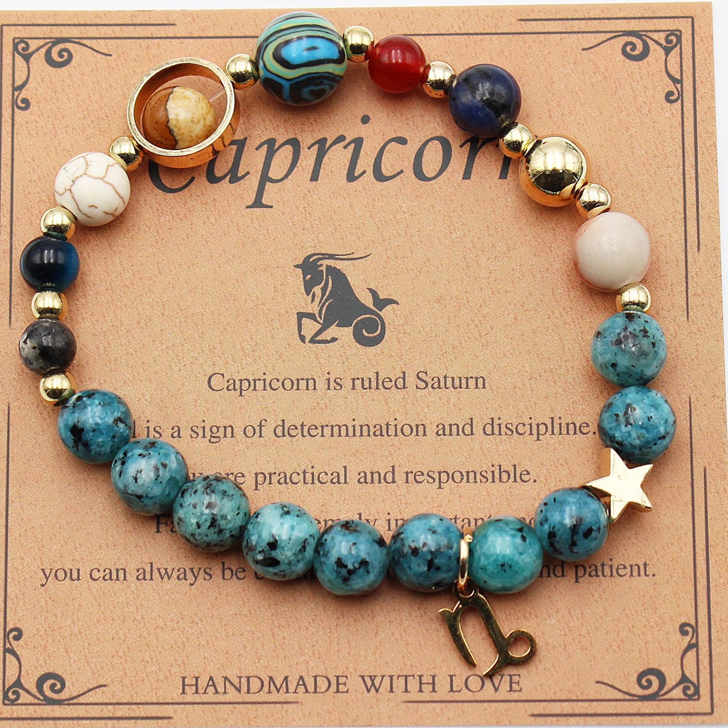 Celestial Harmony Natural Stone Bracelet - Dainty Moon