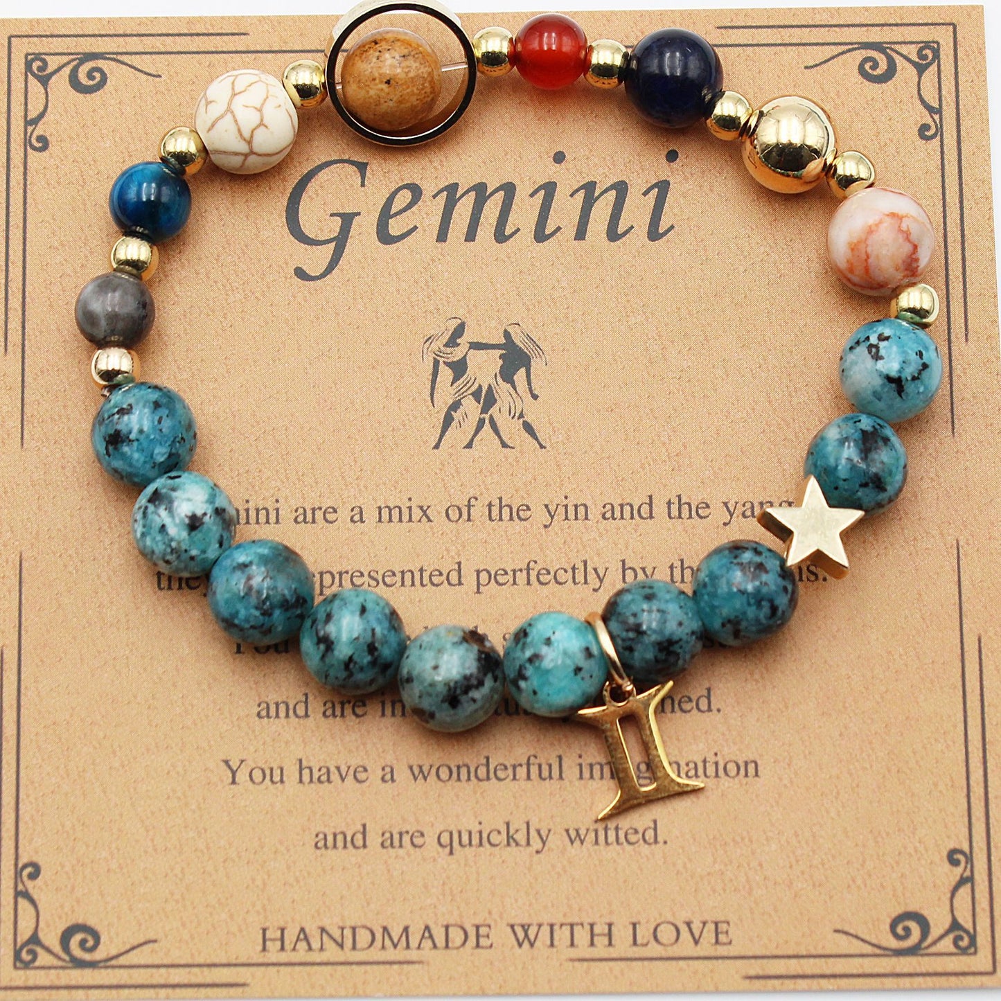 Celestial Harmony Natural Stone Bracelet - Dainty Moon