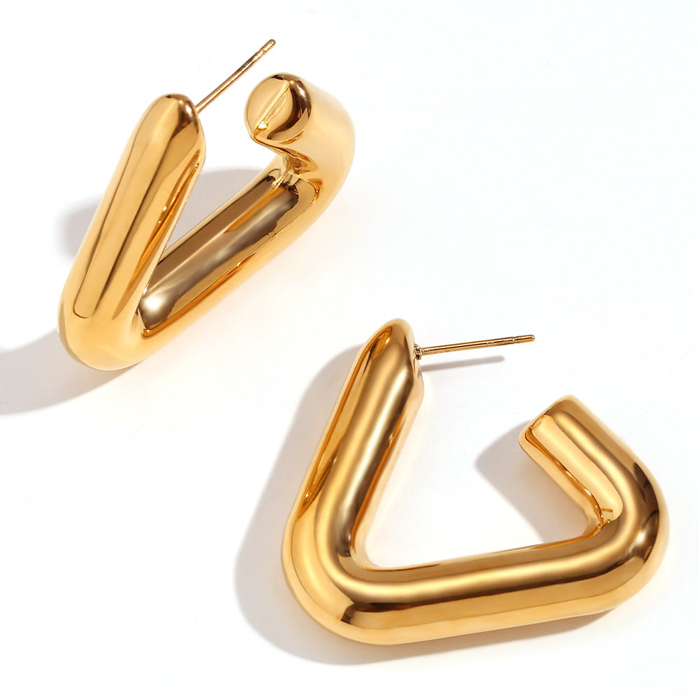 Geometric Tripod Hollow Earrings For Women - Dainty Moon